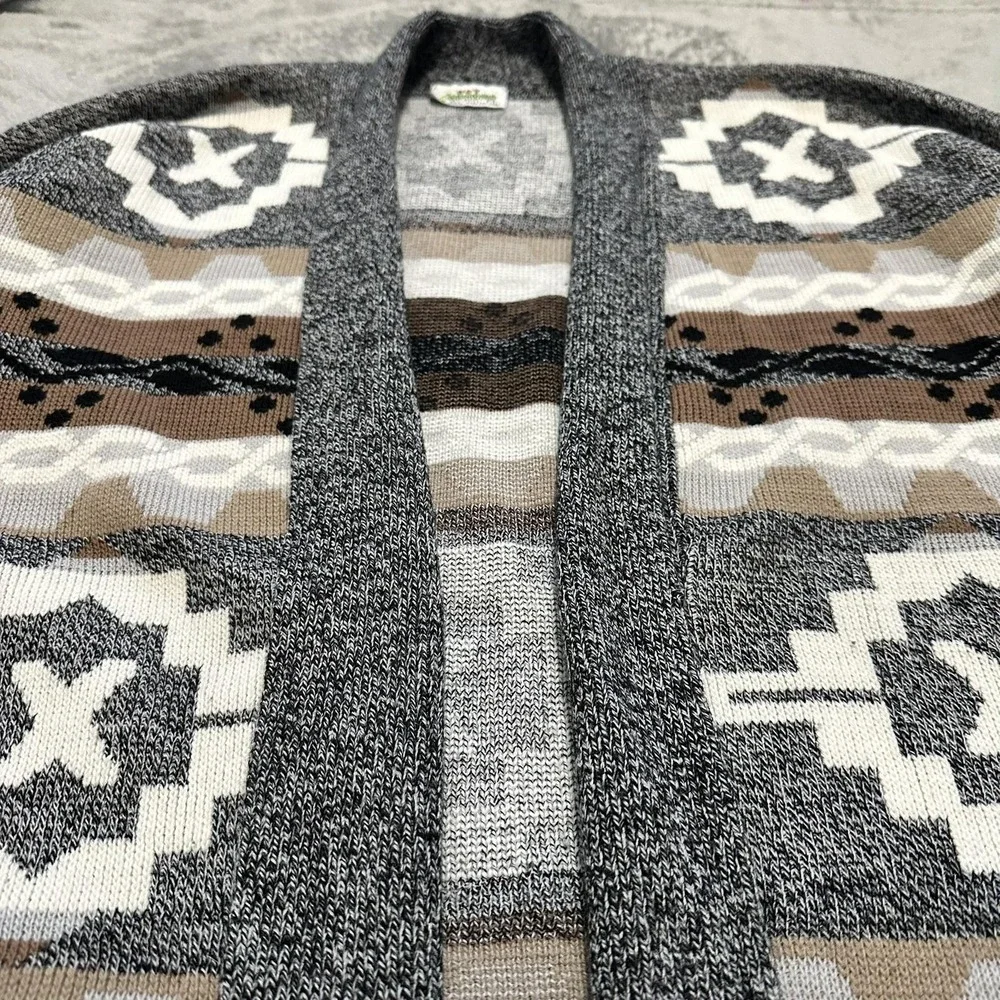 Hot Cashews Vintage Southwestern Geometric Cardigan Gray L XL USA